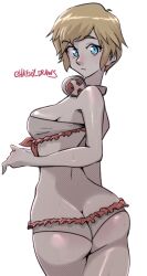 aegis_(persona) aigis_(persona) ass ass_cleavage butt_crack female_only haysey_draws humanized persona persona_3 solo solo_female swimsuit