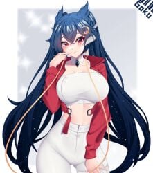 1girls big_breasts blue_hair breasts busty clothed_female female female_only indie_virtual_youtuber light-skinned_female light_skin midriff re-goku solo twintails vienna_(vtuber) virtual_youtuber