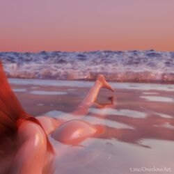 ass athletic athletic_female beach big_ass big_breasts dota_2 female lina red_hair solo solo_female sunrise water wet