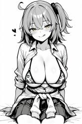 1girls ai_generated big_breasts bra breast_focus breasts fate/grand_order female female_only fujimaru_ritsuka_(female) heart horny horny_female leopard_print looking_at_viewer solo solo_female tagme tongue tongue_out