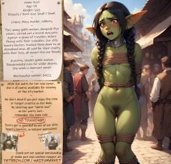 ai_generated anime bondage bondage bounty_hunters collar cute dark_hair edited fantasy female fictional goblin green_skin hairy_pussy market naked nude photoshop pussy_hair red_eyes roleplay ropes slave slavegirl slavery small_boobs small_breasts small_tits waifu