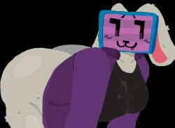 1girls animated animated anthro bottomless bunny_ears bunny_girl clothed ddbsandstormm edit edited female female_only fur jacket jiggle melanie_(regretevator) object_head purple_eyes regretevator roblox roblox_game robot robot_girl shaking shaking_ass shaking_butt topwear tv tv_head twerking white_body