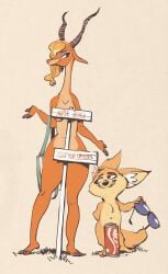 big_breasts convenient_censoring finnick_(zootopia) furry gazelle_(zootopia) nudist_beach zootopia