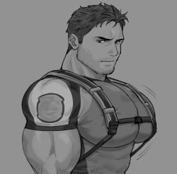 big_chest big_pecs buckle busty chris_redfield dokeshin male male_only resident_evil