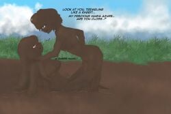 2girls completely_covered_in_mud completely_naked completely_nude covered_in_mud dirty dirty_girl female female_only gushing_over_magical_girls magia_azure minakami_sayo mud muddy naked nude paultan tagme