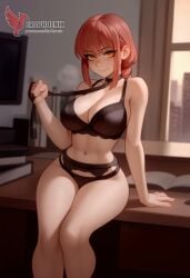 1girls 2d ai_generated ass bangs bare_shoulders barefeet big_ass big_breasts black_bra black_legwear bra braid braided_ponytail breasts chainsaw_man erophoenix feet female female_focus full_body garter_belt holding_leash leash looking_at_viewer looking_back makima_(chainsaw_man) navel nude pale_skinned_female panties patreon_username ringed_eyes sidelocks smile soles solo solo_female sweat thick thick_thighs thighhighs toes uncensored underwear yellow_eyes