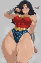 abs amazonian big_breasts black_hair blue_eyes dc dc_comics huge_thighs kalennoir muscular muscular_female muscular_thighs superheroine thick_legs thick_thighs wide_hips wonder_woman wonder_woman_(series)