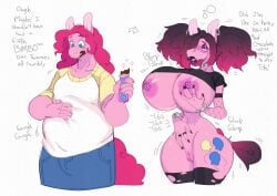 anthro before_and_after bimbo bimbo_body bimbo_lips bimbofied earrings female female_focus female_only furry furry_female goth goth_girl my_little_pony my_little_pony_friendship_is_magic nipple_piercing pinkie_pie_(mlp) transformation transformation_sequence