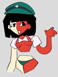 black_hair dream_bbq ena ena_(dream_bbq) ena_(series) jellofishe two_tone_body waving
