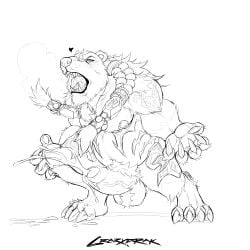 1:1 absurd_res anthro arm_markings ball_tuft balls bear belly big_belly big_penis bodily_fluids braided_hair claws crazydrak cum cum_on_ground cumshot digitigrade ejaculation erection fangs finger_claws foreskin genital_fluids genitals hair hi_res humanoid_genitalia humanoid_penis league_of_legends long_hair male mammal markings monochrome musclegut muscular muscular_anthro muscular_male open_mouth overweight overweight_anthro overweight_male penis riot_games saliva saliva_string shoulder_markings simple_background solo standing teeth tencent tuft vein veiny_penis volibear