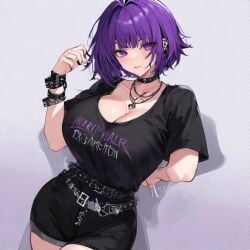 ai_generated big_breasts cleavage emo perchance_ai purple_eyes purple_hair wide_hips