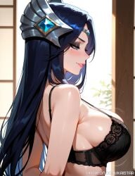 1female 1girls ai_generated big_breasts big_breasts black_eyeshadow black_hair blue_eyes bra breasts breasts cleavage female female_focus female_only from_side huge_boobs huge_breasts irelia_xan kaistar large_boobs large_breasts league_of_legends league_of_legends:_wild_rift light-skinned light-skinned_female light_skin looking_at_breasts looking_away looking_down milf mommy patreon shiny shiny_skin smile smiling smirk solo solo_female solo_focus standing underwear white_skin white_skinned white_skinned_female