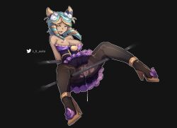 after_vaginal artist_name bangs bare_shoulders black_background black_dress black_legwear collarbone cum cum_in_pussy dress evelynn female grey_hair hair_horns high_heels highres league_of_legends medium_hair nipples open_mouth outline pantyhose pink_dress pussy ripped_pantyhose saliva shiny shiny_skin shuuko simple_background solo sugar_rush_evelynn sugar_rush_series teeth tongue white_outline