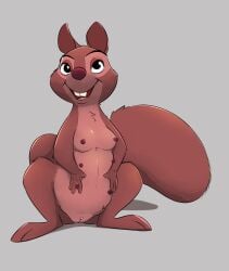 1girls 2021 anthro breasts buckteeth disney erect_nipples eurasian_red_squirrel female front_view full-length_portrait hazel_(sword_in_the_stone) hi_res honeymono mammal multi_nipple nipples nude open_mouth open_smile portrait rodent sciurid semi-anthro smile solo teeth the_sword_in_the_stone tree_squirrel