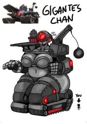 1boy 1girl 1girls anonymous_male big_ass big_belly big_boobs big_breasts big_butt big_thighs chubby_belly covered_nipples gameboyred giantess gijinka glowing_red glowing_red_eyes kirby_(series) kirby_air_ride kirby_air_riders lips machine machine_girl red_glow reference reference_image robot_girl robot_humanoid thick thick_ass thick_hips thick_thighs treads vehicle_humanoid wrecking_ball
