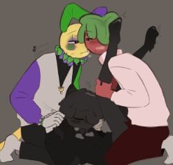 blot_(dandy's_world) clown_makeup dandy's_world dripping eye_contact gangbang gay ink looey_(dandy's_world) male male_only mime overstimulation sprout_(dandy's_world) threesome voyeurism