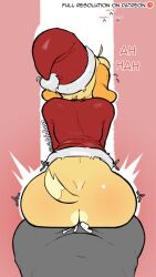 1boy 1girls anal anal_sex animal_crossing animal_ears anthro anthro_penetrated ass big_ass big_butt bottomless butt butt_crack canid canine canis christmas cum cum_in_ass cum_inside dog_ears domestic_dog duo female female_penetrated fur furry hat hetero interspecies isabelle_(animal_crossing) long_sleeves male male/female male_penetrating male_penetrating_female male_pov mammal nintendo penetration pov pov_male santa_costume santa_hat sex shih_tzu short_tail sitting sitting_on_lap sitting_on_person straight tail tiddybaa_(artist) video_games