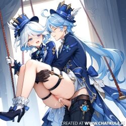 ai_generated cum cumshot female hentai holding_partner naked penis sex