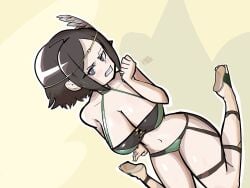 1girls adeptspillbox angry bikini female fire_emblem fire_emblem_awakening kneeling nintendo noire_(fire_emblem) swimsuit