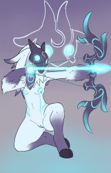 1girls blue_eyes female glowing gradient gradient_background kindred league_of_legends nude solo white_hair