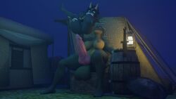 3d ass barefoot black_skin breasts feet female futa_on_female futanari goblin goblin_female lizard lizardman namu_(paccsu) paccsu penis pussy sallynuttcorn shortstack