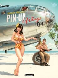 1girls 5boys b-29 bikini female hawaiian hula male pin_up romain_hugault ukelele ww2