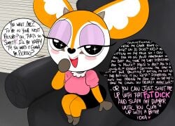 aggressive_retsuko aggretsuko anthro casting_couch dialogue dirty_talk doe fur gazelle imminent_sex ota_(artist) sanrio self_upload shortstack straight_hair tsunoda tsunoda_(aggretsuko)