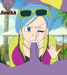 blowjob blowjob_face bulma_briefs cum cum_in_mouth cum_on_face dragon_ball penis