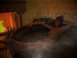3d baldur's_gate_3 bath bathing bathtub book candle dungeons_and_dragons elf feet feet_together female fireplace half-elf nude nude_female relaxed relaxed_expression relaxing sex_toy shadowheart solo_female whatsupjimmy wine wine_glass