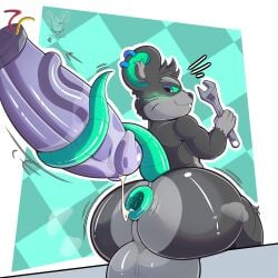 1boy absurd_res absurd_resolution absurdres anthro anthro_male anthro_only big_ass big_balls big_butt big_penis cum cum_drip cum_in_ass cum_leaking cum_leaking_out_of_anus cum_leaking_out_of_penis digital_art digital_drawing_(artwork) digital_media digital_media_(artwork) gaping gaping_anus grey_fur hi_res high_resolution highres peanut_(yamwamm) puffy_anus robot_penis rodent rodent_tail size size_difference tagme wet_penis yamwamm