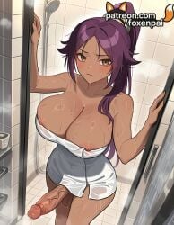 1girls 2025 ai_generated artist_name bath bathroom bathtub big_breasts big_breasts big_chest bleach breasts breasts breasts brick brick_floor brick_wall bust busty ceiling chain-link_fence chest cock dark-skinned_female dark_skin dick erection exposed_nipples female fence floor foxenpai futanari hi_res high_quality high_resolution highres honeycomb_(pattern) honeycomb_background kitchen large_breasts long_hair nipples nipples_outside patreon patreon_username pavement penis purple_hair restroom shihouin_yoruichi shower_(place) shower_head showering sink solo spider_web stable_diffusion stone_floor stone_wall testicles tile_floor tile_wall tiles toilet towel uncensored veiny_penis wall watermark wet