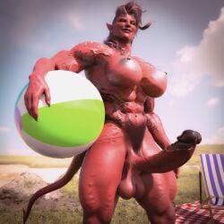 3d baldur's_gate_3 big_balls big_breasts big_muscles big_penis black_glans dark_glans datdude futa_only futanari intersex karlach muscular muscular_futa
