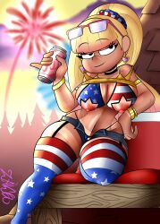 2022 4th_of_july american_flag american_flag_bikini bedroom_eyes bikini drinking drinking_soda gravity_falls pacifica_northwest straight_hair tagme thick_thighs thighhighs zaicomaster14