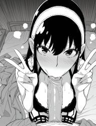 ai_generated black_hair hana_sa hana_sama large_breasts manga mature_female milf monochrome yor_briar yor_forger