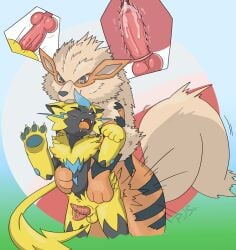 absurd_res anal anal_sex animal_genitalia animal_penis anthro anthro_on_feral arcanine bodily_fluids canid canine canine_genitalia canine_penis claws cum duo felid feline feline_genitalia feline_penis feral game_freak generation_1_pokemon generation_7_pokemon genital_fluids genitals hi_res knot leaking_cum legendary_pokemon male male/male mammal neck_tuft nintendo open_mouth p.v.su penetration penis pokemon pokemon_(species) sex spiked_penis spikes spikes_(anatomy) tuft zeraora zoophilia