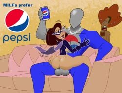1girls 2boys 2d 2d_(artwork) affair anal anal_sex big_ass big_breasts big_butt big_muscles big_penis blushing breasts brown_hair cape caught chain_leash chain_necklace cheating cheating_wife cowgirl_position crying cucking cuckold dark-skinned_female dark-skinned_male disney disney_channel doodleporn exposed_breasts faceless_male facing_another fucked fucking husband_in_background lipstick living_room mask masked masked_female medium_breasts medium_hair milf muscular_male oscar_proud pepsi pepsiman silver_penis soda_can standing superhero_costume the_proud_family trudy_proud watching watching_sex wizard_kelly