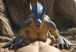 1boy 1girls ai_generated anthro anthropomorphic beautiful big_breasts breasts breeding_request capcom dinosaur dragon dragon_girl drooling female female_focus female_on_human fit fit_female furry furry_only green_eyes human human_on_anthro in_heat large_breasts laying_down laying_on_back looking_at_viewer loving_gaze male male_on_anthro monster monster_girl monster_hunter monster_hunter_world on_top_of_viewer ontop pinned_down realistic reptile scales scalie scalie_female seductive seductive_gaze seductive_look seductive_smile sex_request sexy sexy_body sexy_pose straight t-rex tail tigrex tits_out tongue_out tyrannosaurus tyrannosaurus_rex voluptuous voluptuous_female wyvern wyvern_girl