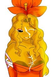 1girls after_sex after_titfuck blush breasts cookie_run cookie_run_oc cum_on_breasts cum_on_face female freckles icy_(gunkansmile) nipple_exposed nipples pretty pretty_girl sexy sexy_body solo yellow_icy
