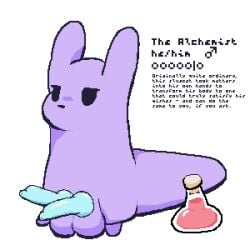 animal_genitalia animal_penis blue_penis canine_genitalia canine_penis curved_penis erection fan_character feral genitals knot male multi_genitalia multi_penis penis potion purple_body rain_world slugcat solo svehaq_(artist) the_alchemist_(svehaq) videocult