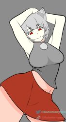 1girls animal_ears automanyaco clothed clothing female female_only fully_clothed light-skinned_female penis_under_skirt prince_(vtuber) self_upload solo white_hair