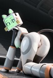 1girls ai_assisted ai_generated animal_ears butt_focus cat_ears catgirl civitai computer_head computer_monitor computer_screen felid felid_humanoid feline female green_nipples kioline looking_at_viewer on_all_fours pur_03 robot robot_cat robot_catgirl robot_girl robot_humanoid screen_face solo solo_female solo_focus tv tv_head wide_hips