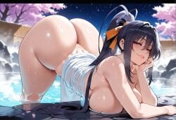 1girls ai_generated akeno_himejima arm_rest ass bangs bare_shoulders bathing bent_over black_hair blush breasts cherry_blossoms clavicle cleavage clothing completely_nude curvaceous curvaceous_female curvaceous_figure curvy curvy_figure exhibitionism female female female_focus female_only hair_between_eyes hair_ornament hair_ribbon hand_on_own_face high_ponytail high_school_dxd himejima_akeno huge_ass huge_breasts inviting inviting_to_sex large_breasts lips long_hair looking_at_viewer looking_back miyuai naked_towel night night_sky nipples nude onsen outdoor_nudity outdoors outside outside_sex parted_lips partially_submerged ponytail presenting presenting_ass presenting_breasts presenting_hindquarters presenting_self purple_eyes ribbon seductive seductive_look seductive_smile shiny_skin sidelocks sky smile solo steam sweat thick_thighs thighs towel very_long_hair voluptuous voluptuous_female water wet wet_towel