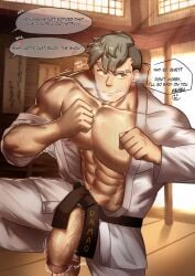 1boy abs all_saints_street big_penis damao dilf flaccid flaccid_penis gay half-erect huge_cock kimono large_penis male male_only muscular muscular_male pecs sweat sweatdrop sweating sweaty_body tfireuwulf thick_penis training veiny_penis vladimir_elliot_kirilenko