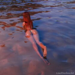 ass athletic athletic_female beach big_ass big_breasts bikini dota_2 female female lina red_hair solo solo_female sunrise water wet