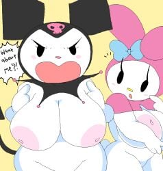 2girls anthro breasts dream-cassette female female_only hoshime kuromi mob_face multiple_girls my_melody onegai_my_melody sanrio shortstack tagme