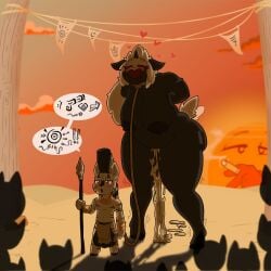 absurd_res anthro areola balls big_breasts black_body blush bodily_fluids bottomwear breasts clothing cum dominant dominant_male equid equine fan_character female genital_fluids genitals hair hasbro heart_symbol hi_res holding_melee_weapon holding_object holding_polearm holding_spear holding_weapon horn larger_female leaking_cum leash loincloth male mammal melee_weapon my_little_pony mythological_creature mythological_equine mythology nipples nude outside polearm rope s.leech_(oc) sanyo2100 size_difference small_dom_big_sub smaller_male spear submissive submissive_female unicorn weapon white_hair zebra