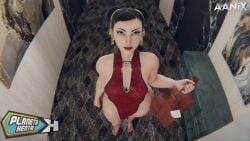 blowjob chun-li chun-li_(cosplay) cum cum_inside monster_cock spanish spanish_dialogue spanish_text street_fighter tagme video