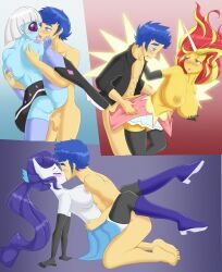 1boy 3girls absurd_res animal_ears anthro anthrofied areola armwear big_breasts blue_eyes blue_hair blush boots breast_grab breast_play breast_squeeze breasts clothed clothing daydream_shimmer elbow_gloves equestria_girls equid equine eyewear female flash_sentry footwear friendship_games friendship_is_magic genitals gloves hair handwear hasbro hi_res horn horned_humanoid horse human humanoid kamushek228 kissing legwear male male/female mammal my_little_pony nipple_licking nipples partially_clothed penetration photo_finish_(eg) photo_finish_(mlp) pony purple_hair pussy rarity_(mlp) sex stockings straight_hair sunglasses sunset_shimmer topless vaginal_penetration winged_humanoid wings