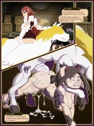 1boy 2girls anal anal_sex animal_ears anthro brown_hair bunny_ears comic cordelia_(fire_emblem) cum cum_on_ass dialogue doggy_style female fire_emblem fire_emblem_awakening fucked_silly gritted_teeth horse horsecock male midasartistcat midasthecat nintendo panne_(fire_emblem) red_hair text zoophilia
