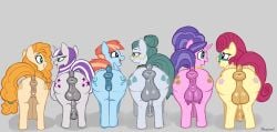 absurd_res animal_genitalia animal_penis anus ass big_butt cloudy_quartz_(mlp) cookie_crumbles_(mlp) crotch_breasts cutie_mark earth_pony equid equine equine_genitalia equine_penis eyewear female feral friendship_is_magic genitals glasses group gynomorph hasbro hexecat hi_res horn horse intersex intersex/female lineup mammal mrs._shy_(mlp) my_little_pony mythological_creature mythological_equine mythology pear_butter_(mlp) pegasus penis pony puffy_anus teats twilight_velvet_(mlp) unicorn windy_whistles_(mlp) wings